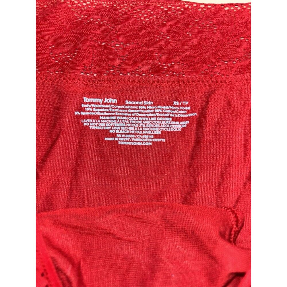TOMMY JOHN Cool Cotton Haute Red Lace Waistband Cheeky Panty Womens Sz XS - Picture 8 of 10